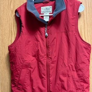 L.L. Bean Red Sleeveless Fleece-Lined Vest